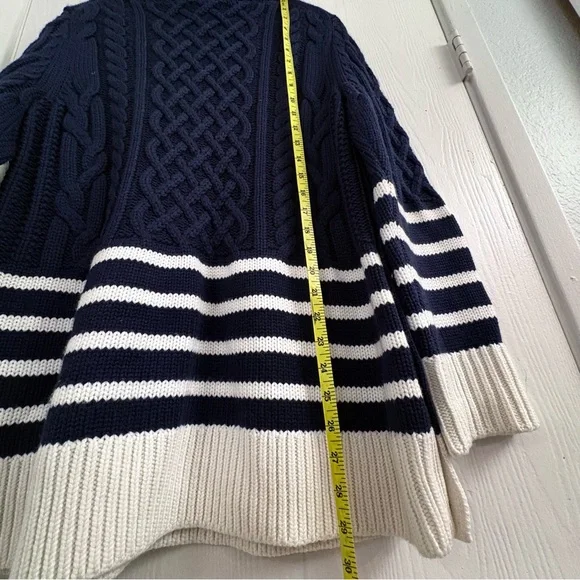 Tuckernuck Navy Striped Sankaty Cable Knit Chunky Nautical Sweater Size Large - Picture 11 of 13